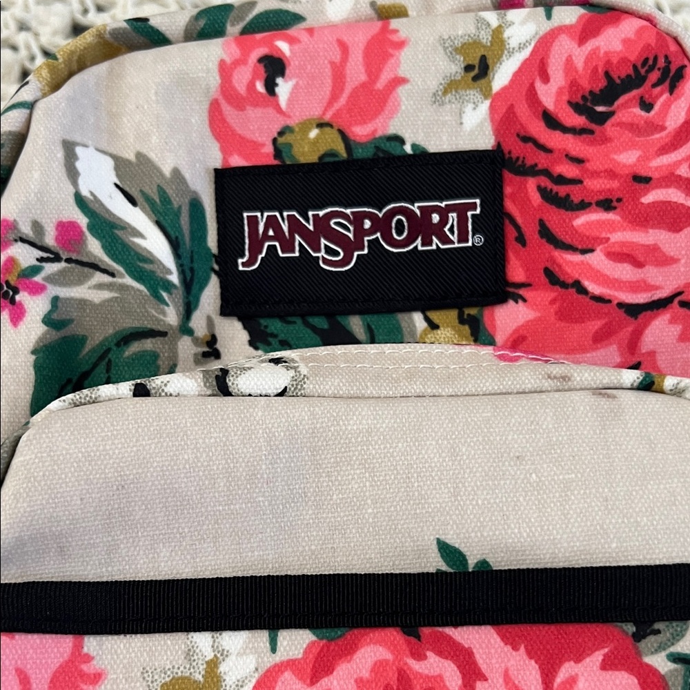 JanSport mini Floral Backpack - Pink, Green, Gold LN - Picture 2 of 10